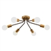 Mid-Century Modern Flush Mount Sputnik Ceiling Light in Coffee Gold Finish
