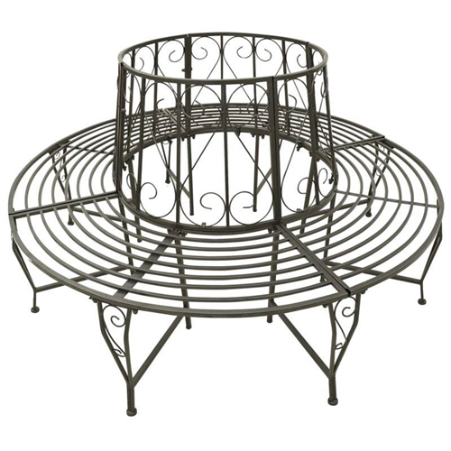 Circular Roundabout Grey Outdoor Garden Steel Tree Bench Wrap