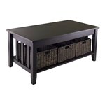 Espresso 2 Tier Coffee Occasional Table with 3 Storage Baskets