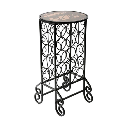 Black Iron 15-Bottle Wine Rack Accent Table