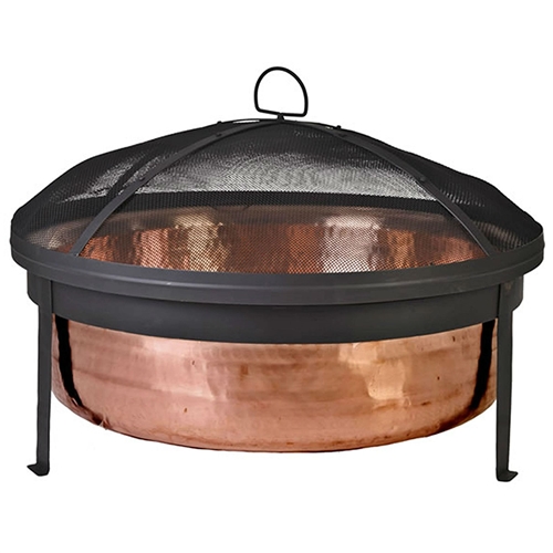 Solid 100-Percent Copper Fire Pit with Stand Screen and Cover