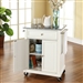 White Kitchen Cart with Granite Top and Locking Casters Wheels