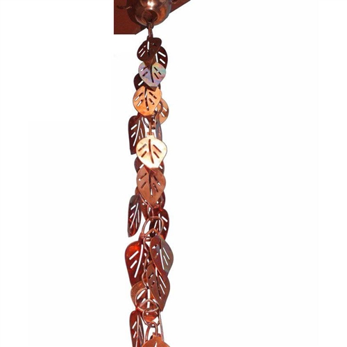 Pure Copper 8.5 Ft Leaf Rain Chain Gutter Rainwater Downspout