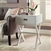 White Modern 1-Drawer End Table Nightstand with X-Legs