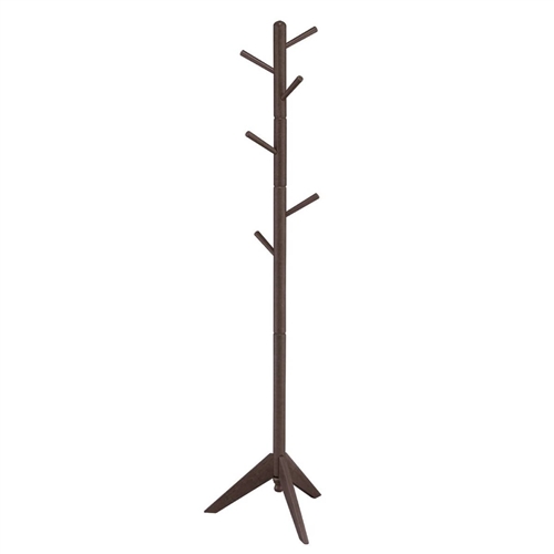 Espresso Wood Finish Coat Rack Entryway Hall Tree Hat Rack