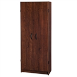 Wardrobe Cabinet with Shelves in Dark Cherry Wood Finish Bedroom Kitchen or Bathroom