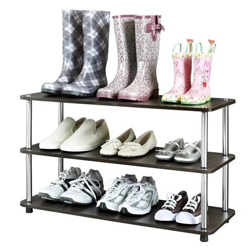 Espresso 3-Shelf Modern Shoe Rack - Holds up to 12 Pair of Shoes