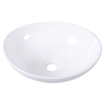Contemporary Oval Basin Round Vessel Bathroom Sink in White