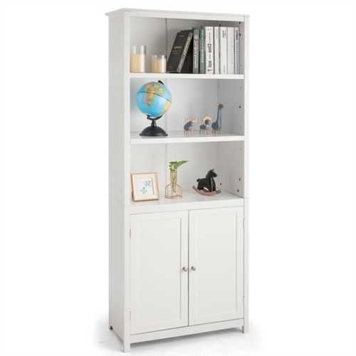 White Bathroom Linen Tower Towel  Cabinet with 3 Open Storage Shelves