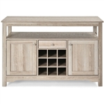 Gray Oak Buffet Server 9 Bottle Wine Cabinet Console