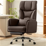 Big & Tall Executive Chair w/ Footrest & Convertible Arms, Brown