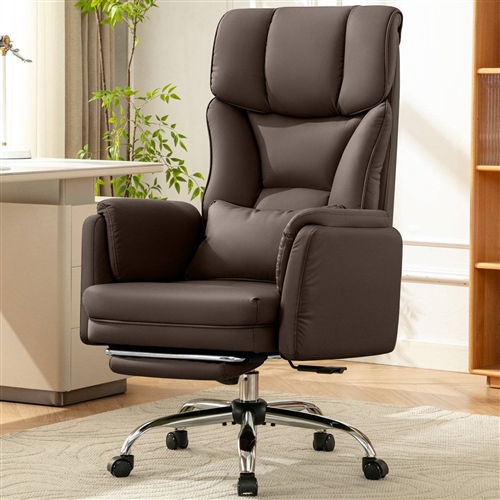 Big & Tall Executive Chair w/ Footrest & Convertible Arms, Brown
