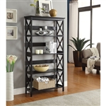 Glossy Black 5-Shelf Bookcase