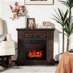Dark Brown Electric Fireplace TV Stand Mantel with Remote Control – 1400W Space Heater
