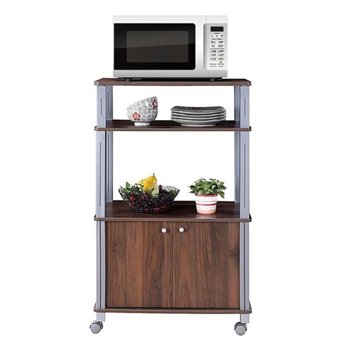 Multifunctional 3 Tier Wheeled Baker’s Rack Cart Walnut/Metal