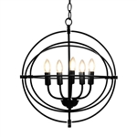 5 Light Brass Rustic Industrial Rotating Metal Chandelier