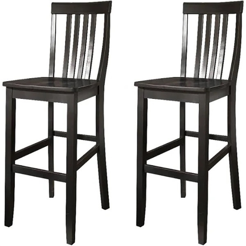 Set of 2 - Solid Hardwood 30-inch BarStool in Classic Black Finish Wood