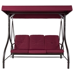 Burgundy Outdoor Patio Deck Porch Canopy Swing with Cushions