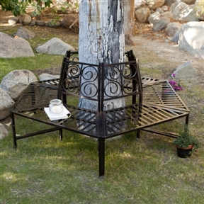 Tree Hugger Bench in All-Weather Black Metal  - Surrounds Tree