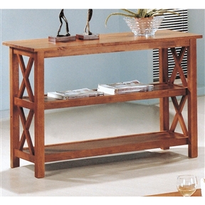 Brown Wood Sofa Table Living Room Storage Display Shelves