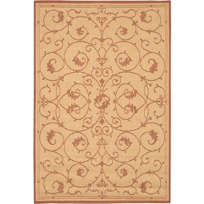 7'6 x 10'9 Large Area Rug with Floral Vine Leaves Pattern in Terracotta
