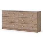 Farmhouse Contemporary 6 Drawer Double Dresser in Oak