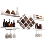 White 5-Piece Wall Mounted Wine Rack Set with Storage Shelves