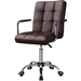 Dark Brown Modern Faux Leather Mid-Back Office Chair with Armrests and Wheels