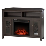 Espresso Electric Fireplace Mantel TV Stand w/ Adjustable Shelves 2 Storage Cabinets