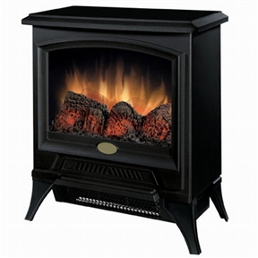 Compact Stove Style Electric Fireplace Space Heater in Black