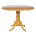 Round 42-inch Drop-Leaf Dining Table in Oak Wood Finish