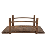 Solid Dark Wood 4-Ft Garden Bridge with Handrails