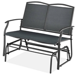 2 Seater Mesh Patio Loveseat Swing Glider Rocker with Armrests in Charcoal