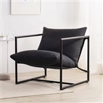 Modern Dark Grey Upholstered Accent Chair with Metal Frame