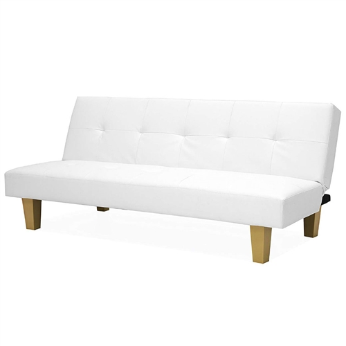 White Click Clack Faux Leather Futon Sofa Bed