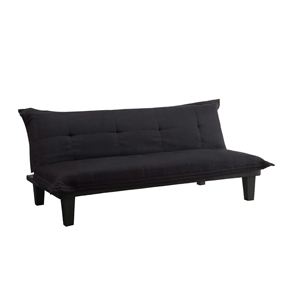 Black Microfiber Click-Clack Sleeper Sofa Bed Futon Lounger