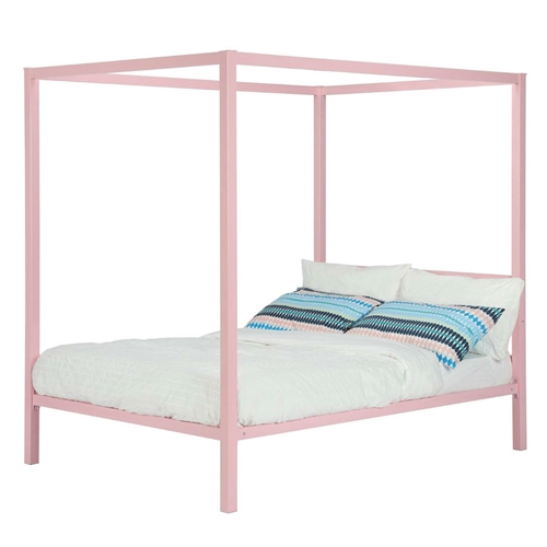 Full size Pink Metal Canopy Bed