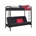 Twin over Full Futon Bunk Bed Sleeper Sofa in Black Metal