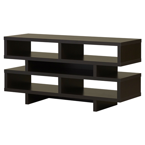 Modern TV Stand Entertainment Center in Dark Brown Cappuccino Wood Finish