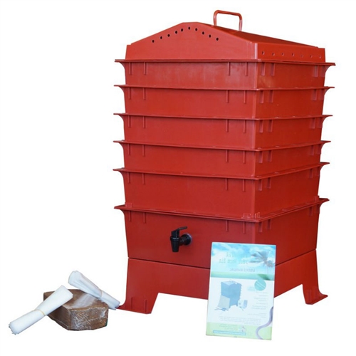 Terracotta Vermicompost 5-Tray Worm Composter with Compost Worm Tea Spigot