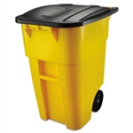 50 Gallon Yellow Commercial Heavy-Duty Rollout Trash Can Waste/Utility Container