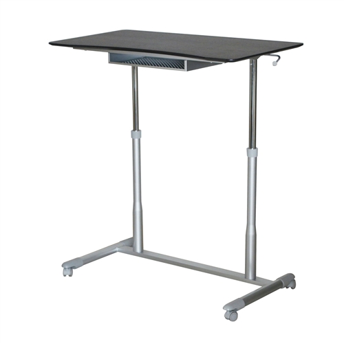 Espresso Adjustable Height Sitting Standing Desk Ergonomic Mobile Stand Up Computer Table