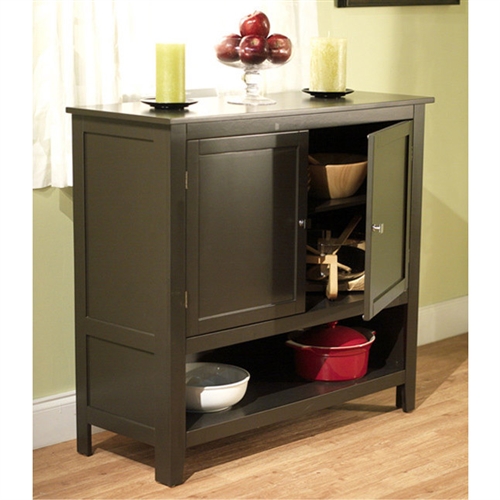 Espresso Buffet Sideboard Cabinet with Bottom Storage SHelf