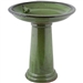 Green Ceramic Outdoor Garden Birdbath - 16-inch Diameter