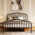 Full Size Vintage Farmhouse Spindle Black Metal Platform Bed