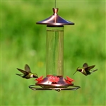 12 oz. Nectar Capacity Glass Tube Hummingbird Feeder with Copper Lid and Base