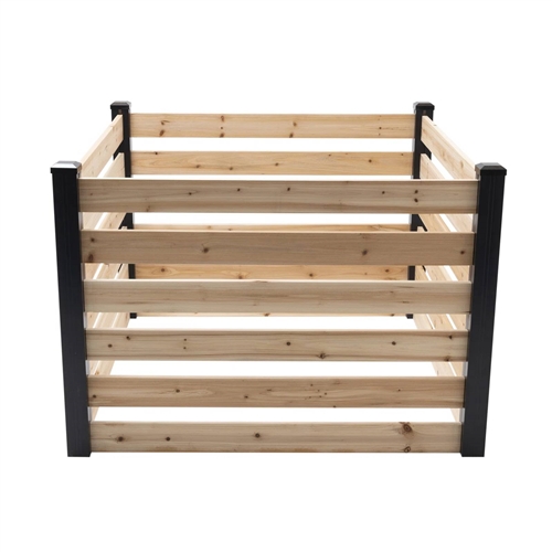 244 Gallon Outdoor Cedar Wooden Compost Bin in Natural Black Wood Finish