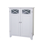 White 2-Door Bathroom Floor Cabinet with Adjustable Storage Shelf