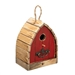 Vintage Farmhouse Style Red Solid Wood Outdoor Birdhouse