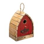 Vintage Farmhouse Style Red Solid Wood Outdoor Birdhouse